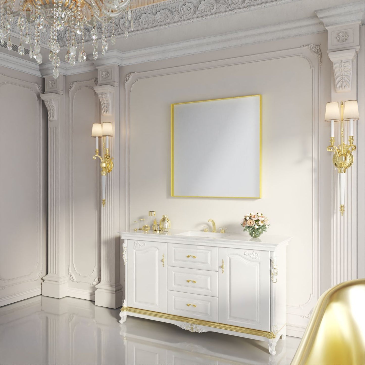 Waterpar® 36 in. W x 36 in. H Rectangular Aluminum Framed Wall Bathroom Vanity Mirror