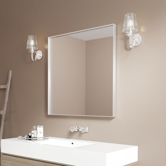 Waterpar®  36 in. W x 36 in. H Rectangular Aluminum Framed Wall Bathroom Vanity Mirror