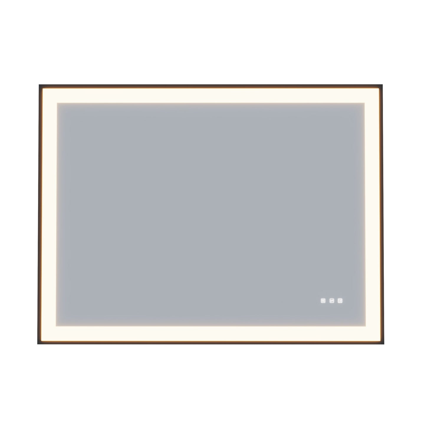 Waterpar® 40 in. W x 24 in. H Rectangular Framed Anti-Fog LED Wall Bathroom Vanity Mirror in Black with Backlit and Front Light