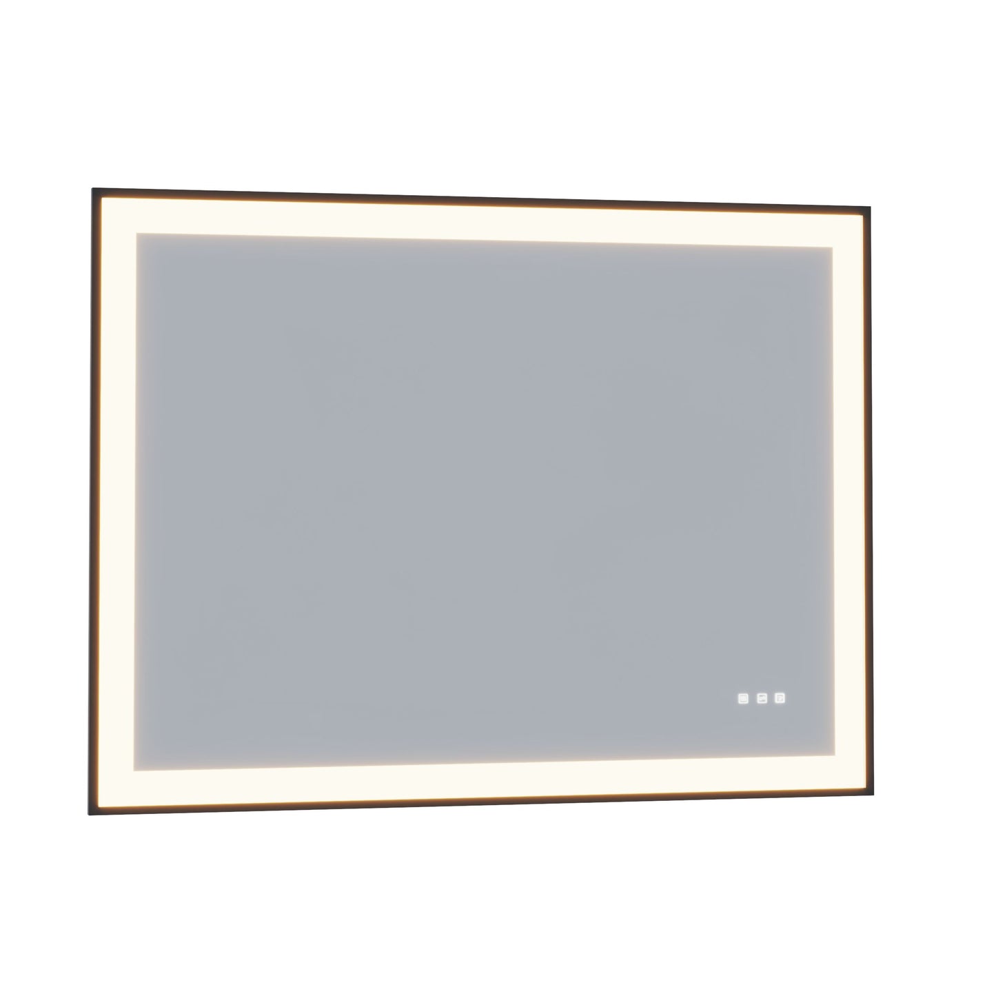 Waterpar® 32 in. W x 24 in. H Rectangular Framed Anti-Fog LED Wall Bathroom Vanity Mirror in Black with Backlit and Front Light