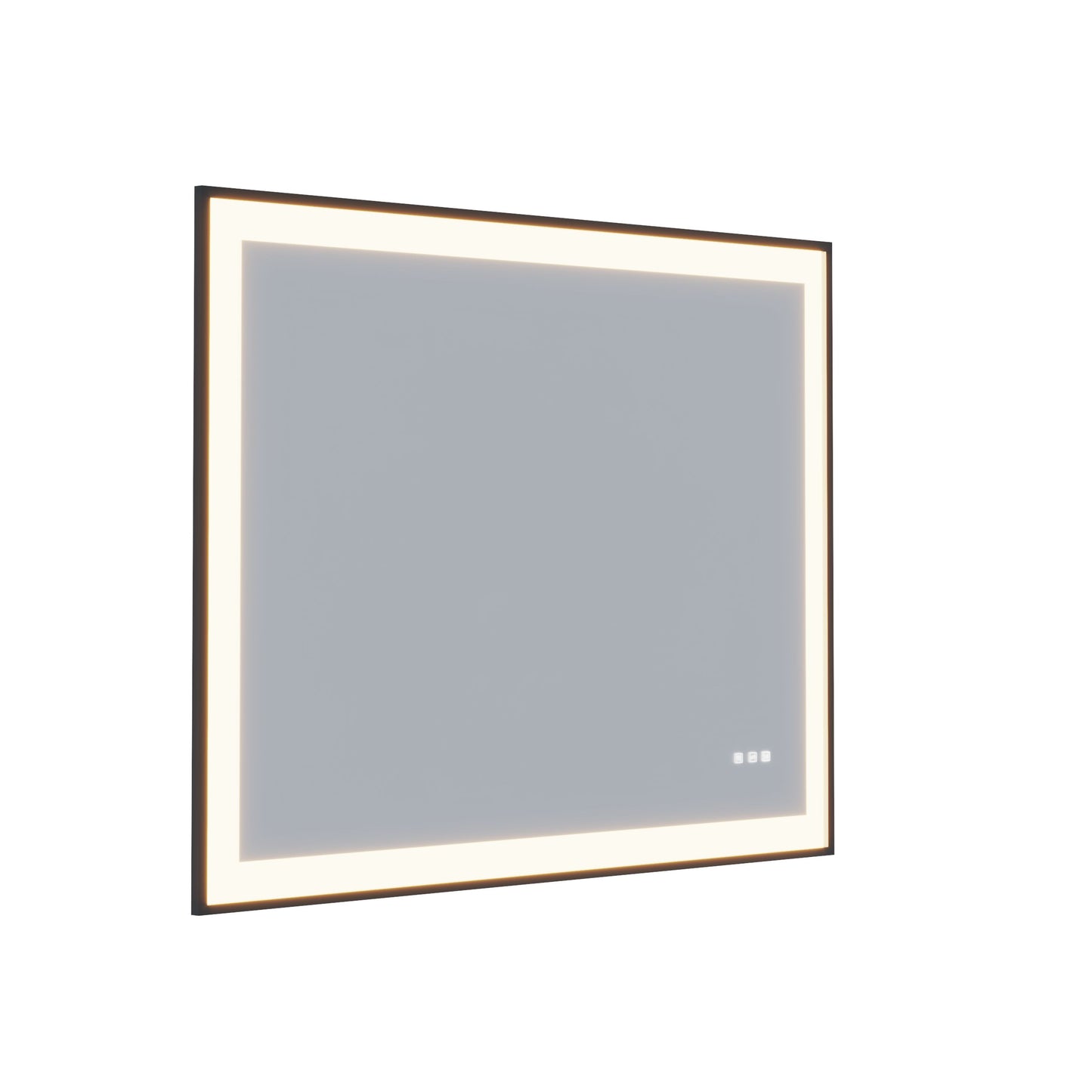 Waterpar® 48 in. W x 32 in. H Rectangular Framed Anti-Fog LED Wall Bathroom Vanity Mirror in Black with Backlit and Front Light