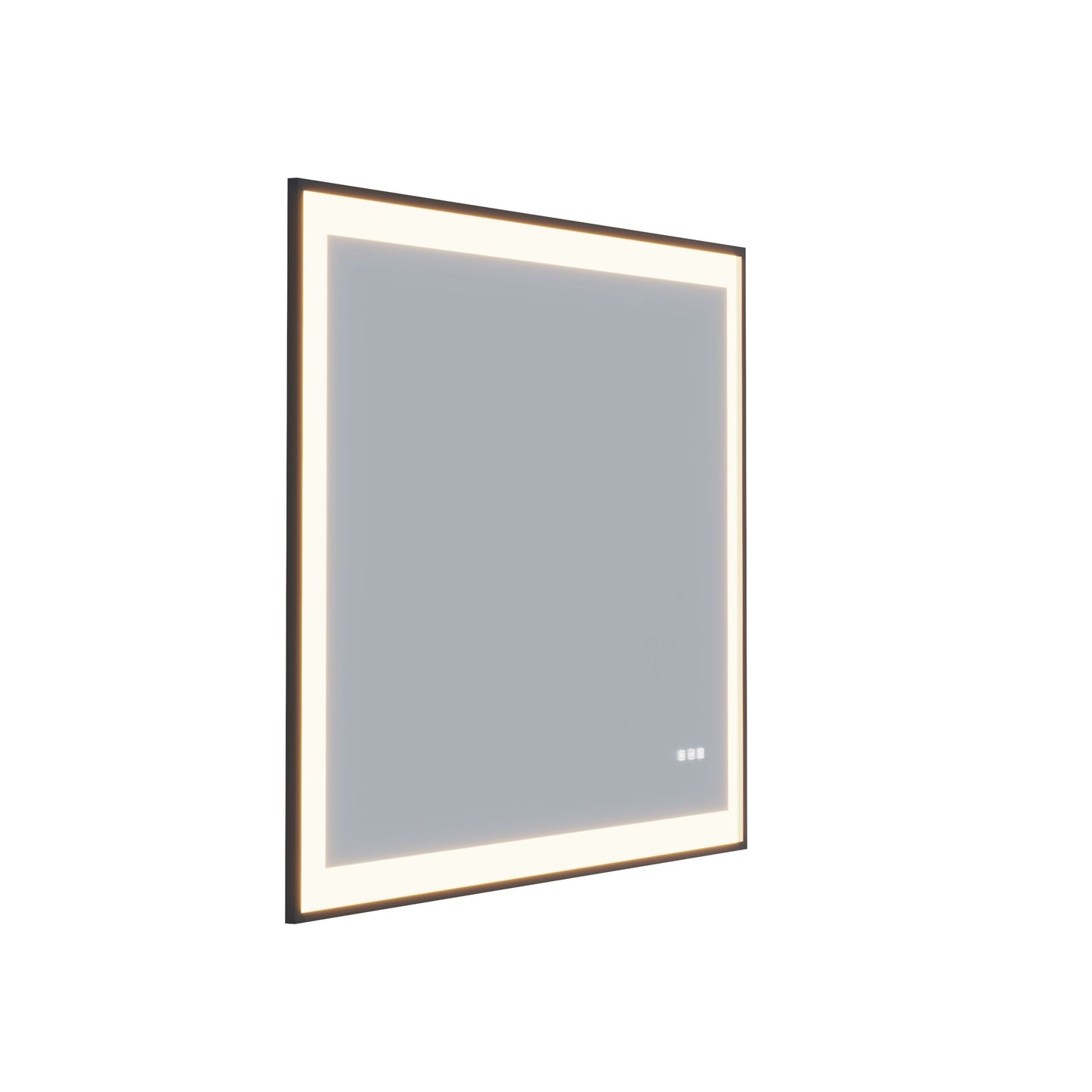 Waterpar® 48 in. W x 32 in. H Rectangular Framed Anti-Fog LED Wall Bathroom Vanity Mirror in Black with Backlit and Front Light