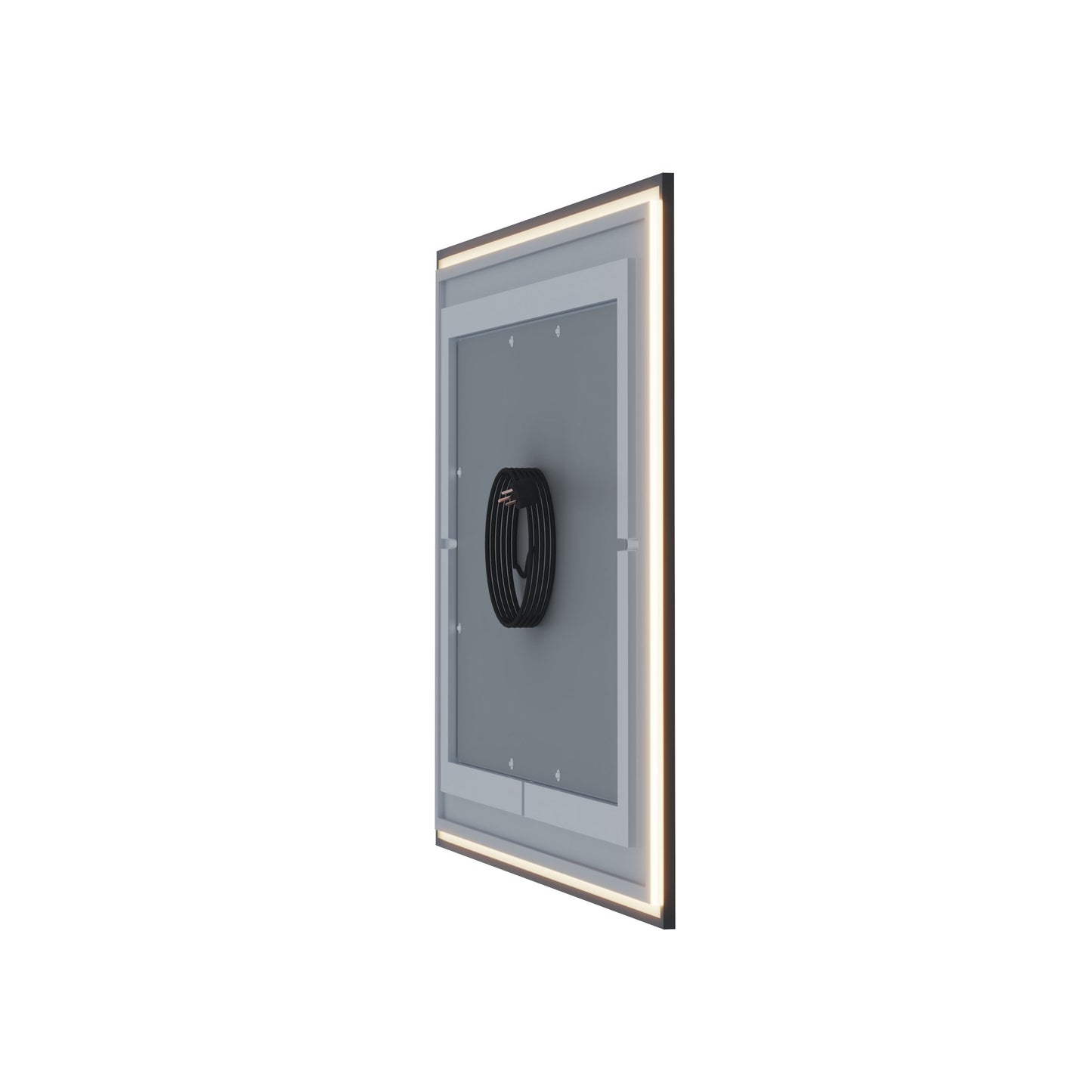 Waterpar® 60 in. W x 28 in. H Rectangular Framed Anti-Fog LED Wall Bathroom Vanity Mirror in Black with Backlit and Front Light