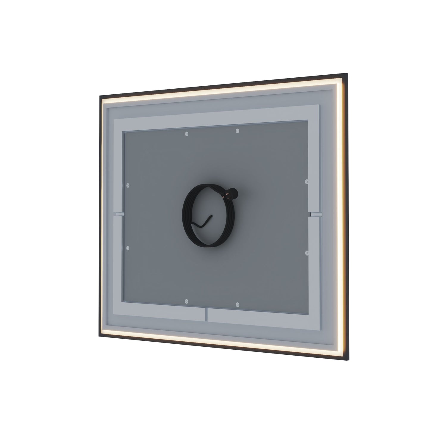 Waterpar® 60 in. W x 28 in. H Rectangular Framed Anti-Fog LED Wall Bathroom Vanity Mirror in Black with Backlit and Front Light