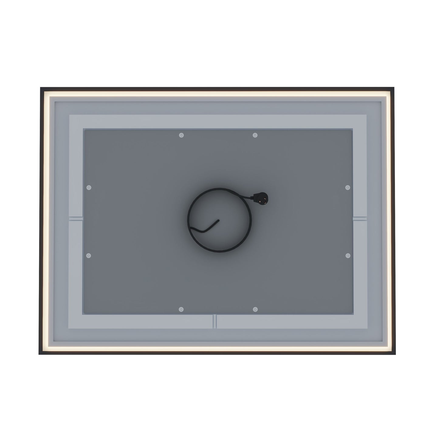 Waterpar® 32 in. W x 24 in. H Rectangular Framed Anti-Fog LED Wall Bathroom Vanity Mirror in Black with Backlit and Front Light