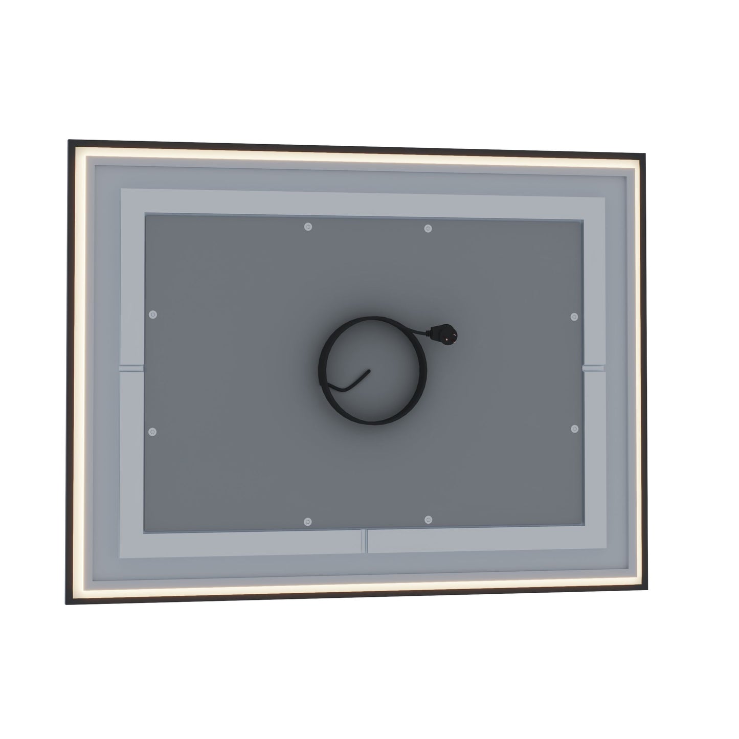 Waterpar® 32 in. W x 24 in. H Rectangular Framed Anti-Fog LED Wall Bathroom Vanity Mirror in Black with Backlit and Front Light