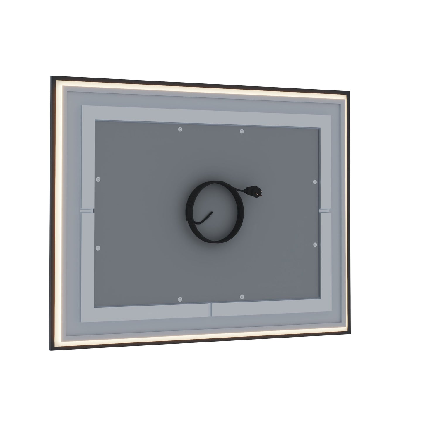 Waterpar® 40 in. W x 24 in. H Rectangular Framed Anti-Fog LED Wall Bathroom Vanity Mirror in Black with Backlit and Front Light