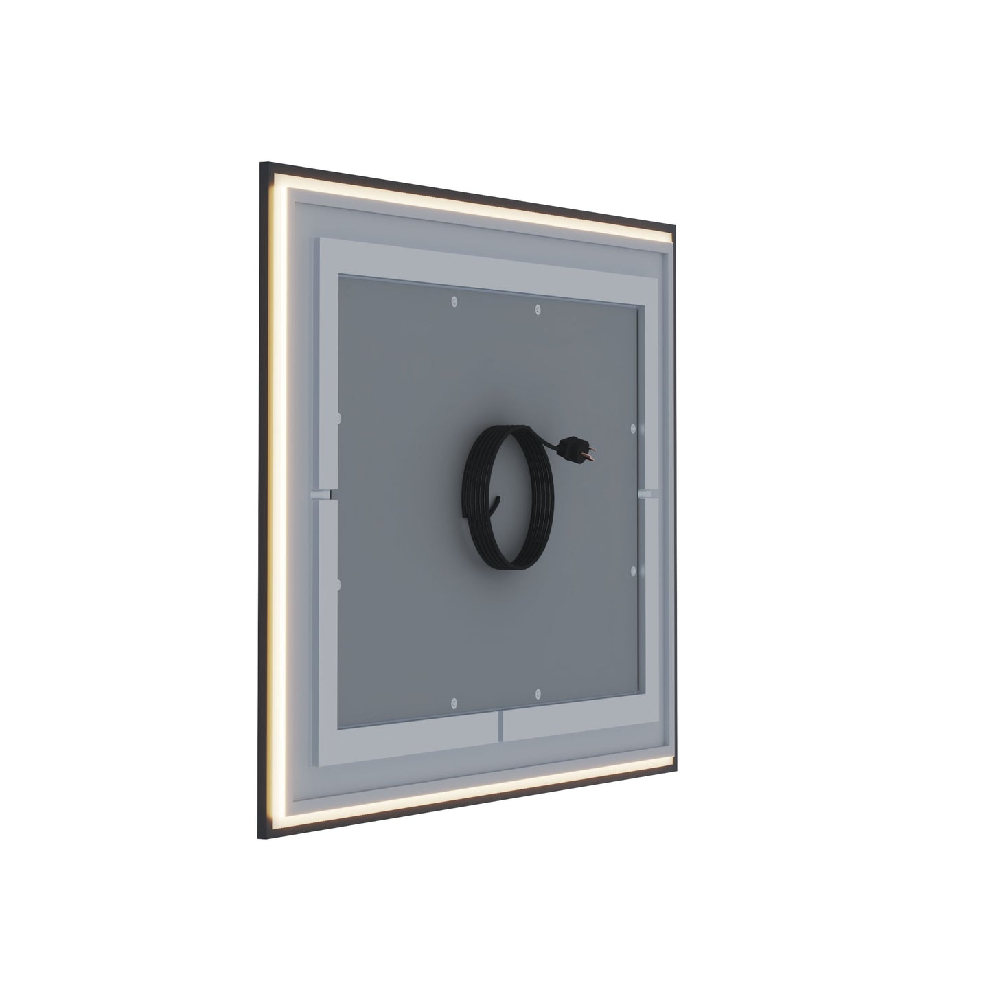 Waterpar® 60 in. W x 28 in. H Rectangular Framed Anti-Fog LED Wall Bathroom Vanity Mirror in Black with Backlit and Front Light