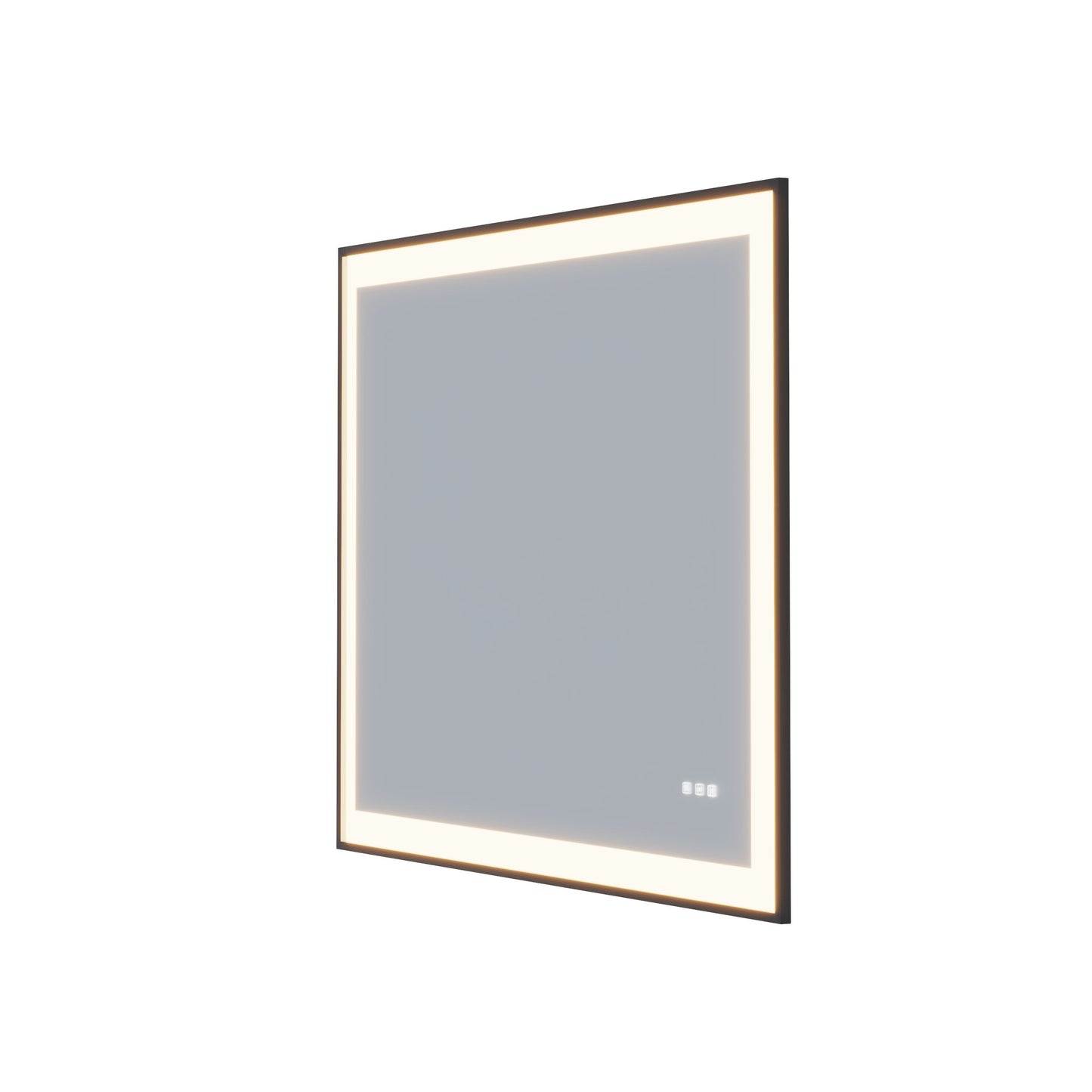 Waterpar® 48 in. W x 32 in. H Rectangular Framed Anti-Fog LED Wall Bathroom Vanity Mirror in Black with Backlit and Front Light