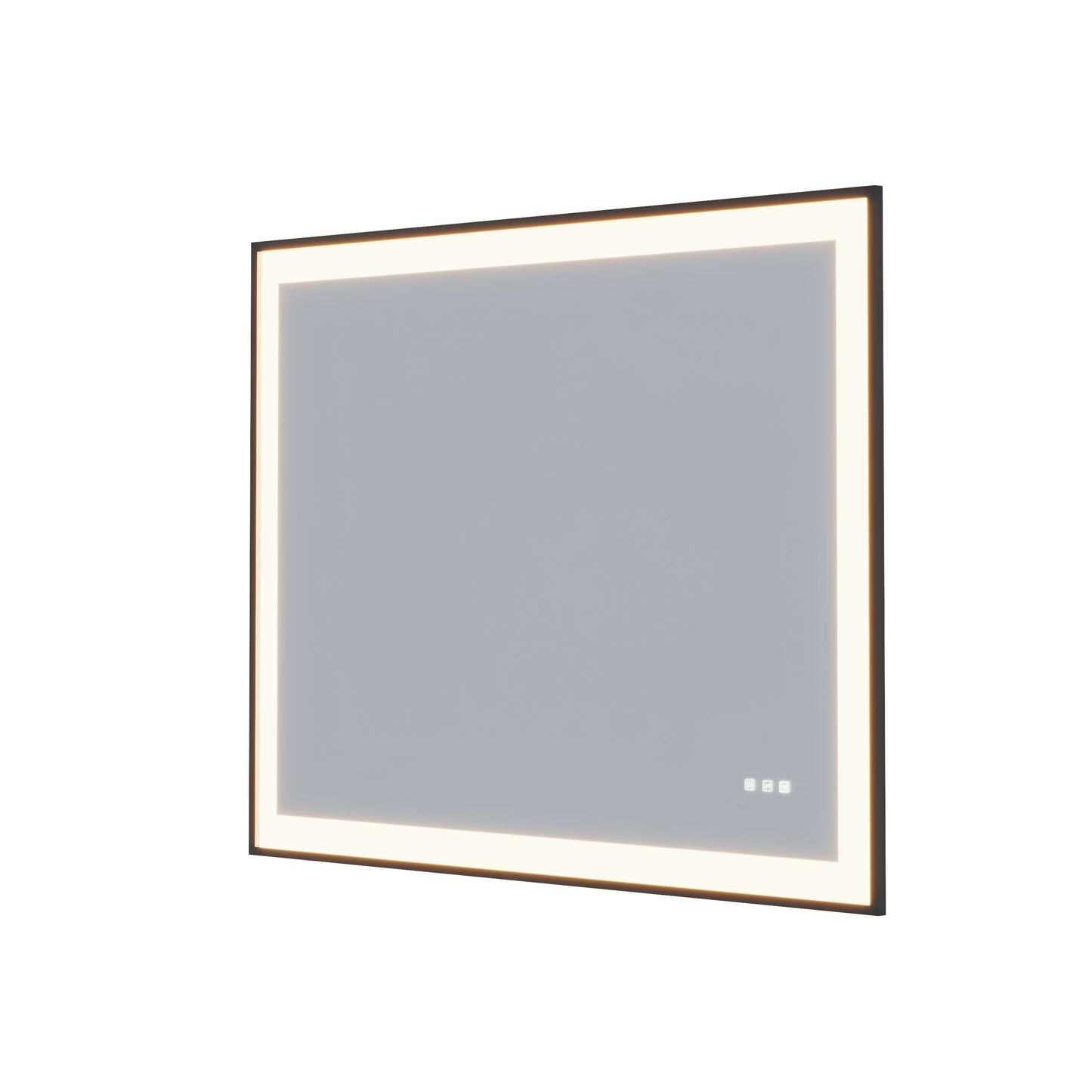 Waterpar® 32 in. W x 24 in. H Rectangular Framed Anti-Fog LED Wall Bathroom Vanity Mirror in Black with Backlit and Front Light