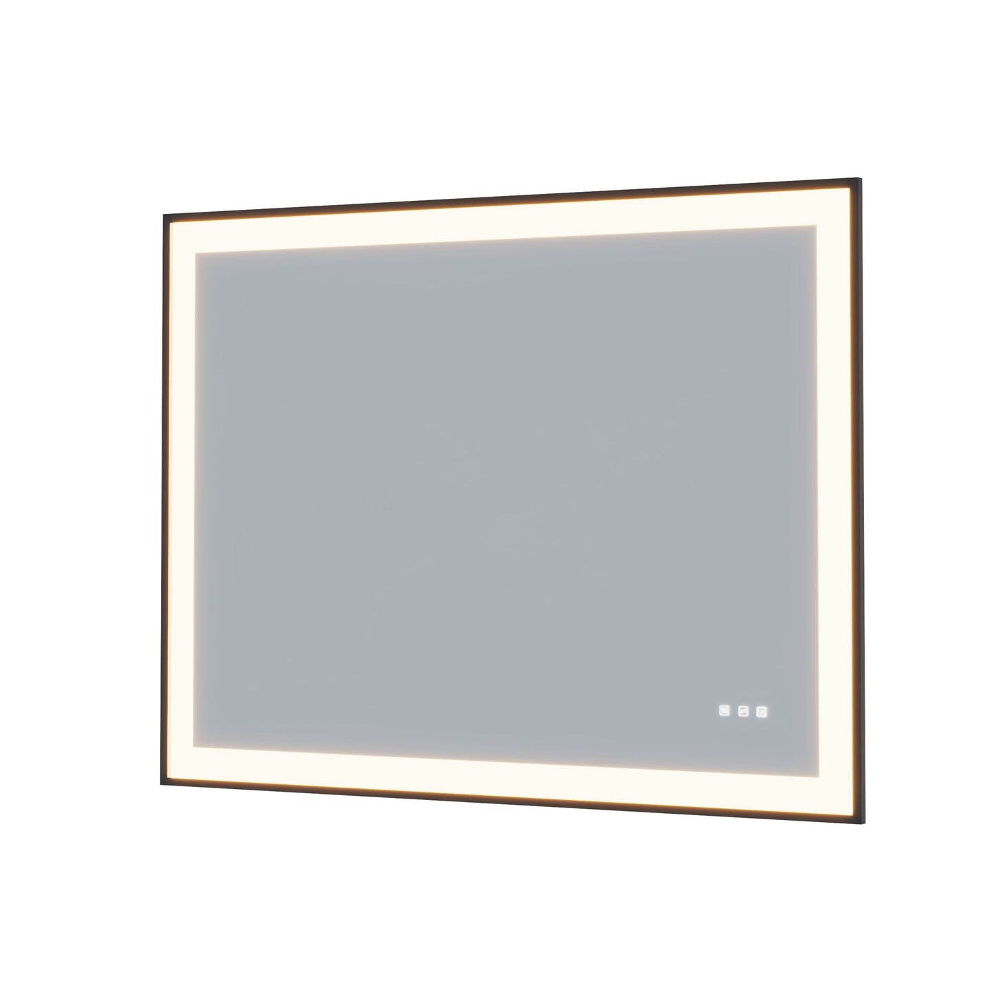 Waterpar® 96 in. W x 36 in. H Rectangular Framed Anti-Fog LED Wall Bathroom Vanity Mirror in Black with Backlit and Front Light