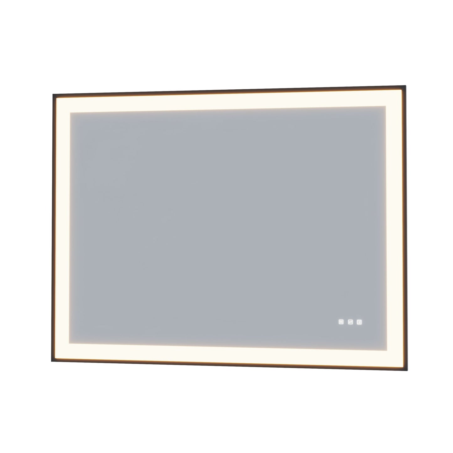 Waterpar® 36 in. W x 36 in. H Rectangular Framed Anti-Fog LED Wall Bathroom Vanity Mirror in Black with Backlit and Front Light