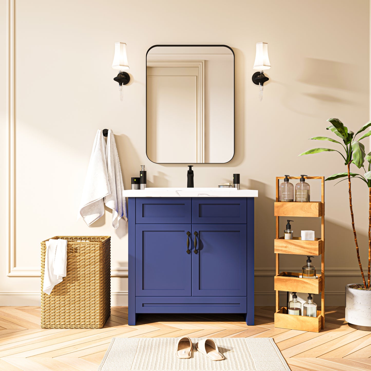 Waterpar® 24 in. W x 32 in. H Rectangular Aluminum Framed Wall Bathroom Vanity Mirror