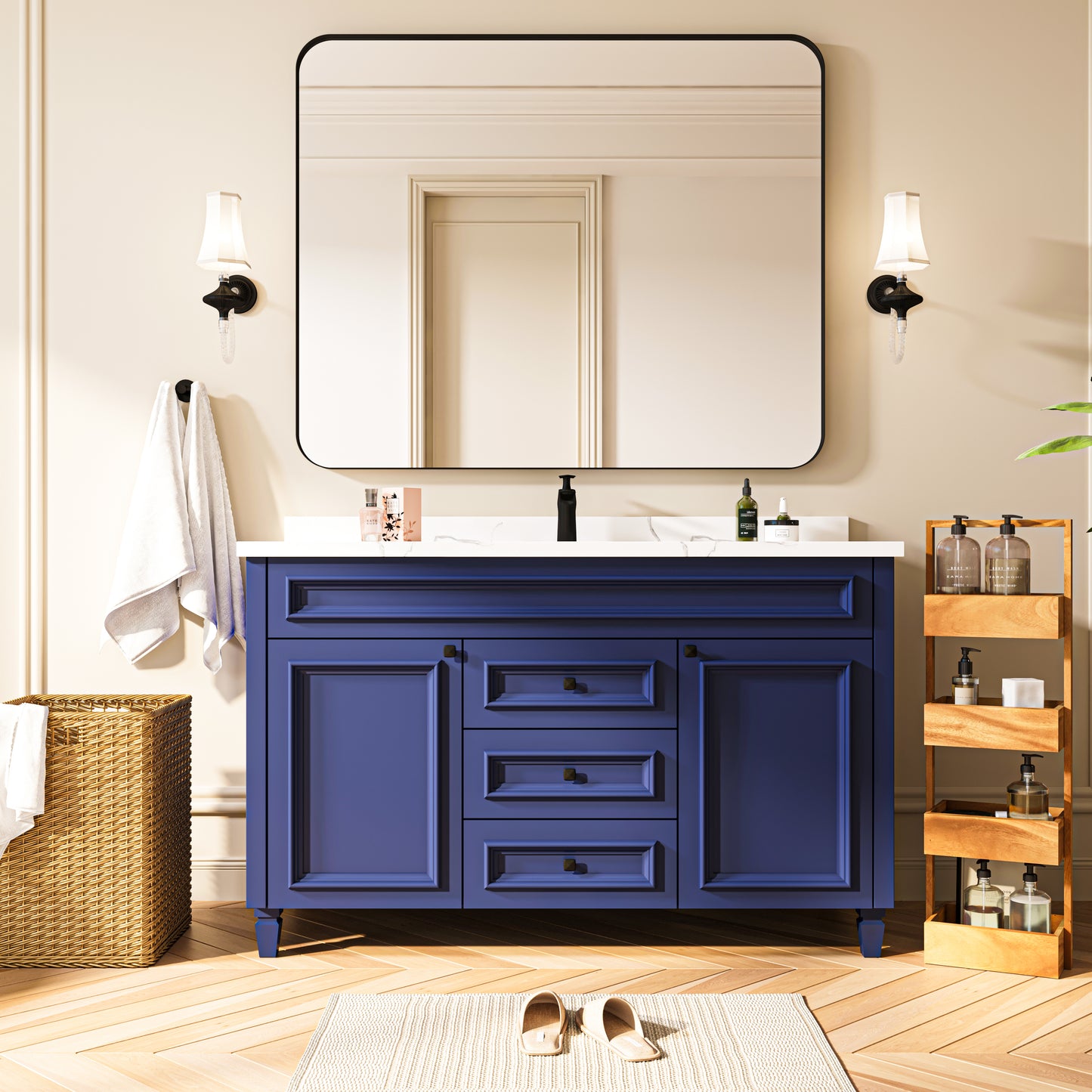 Waterpar® 48 in. W x 40 in. H Rectangular Aluminum Framed Wall Bathroom Vanity Mirror