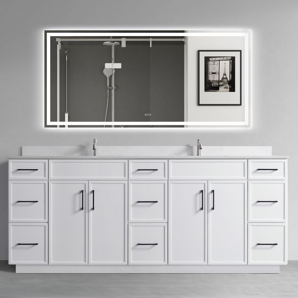 Waterpar® 84 in. L x 22 in. W x 35 in. H Minimalist Bathroom Cabinet with Dual Ceramic Sink