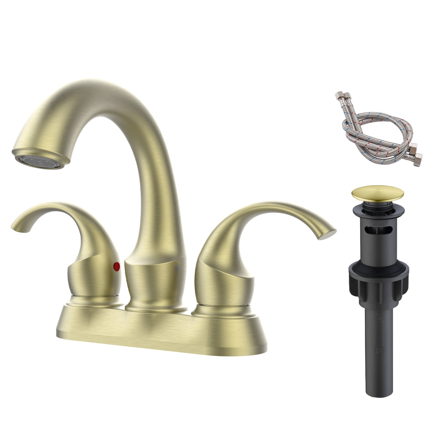 Waterpar® 4 in. Centerset 2-Handle Bathroom Faucet with Pop-Up Drain and Supply Hoses