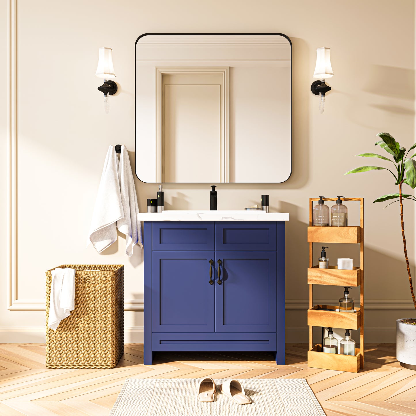 Waterpar® 40 in. W x 36 in. H Rectangular Aluminum Framed Wall Bathroom Vanity Mirror