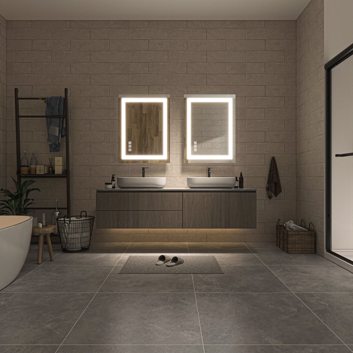 Waterpar® 32 in. W x 24 in. H LED Rectangular Frameless Anti-Fog Bathroom Mirror Front Light