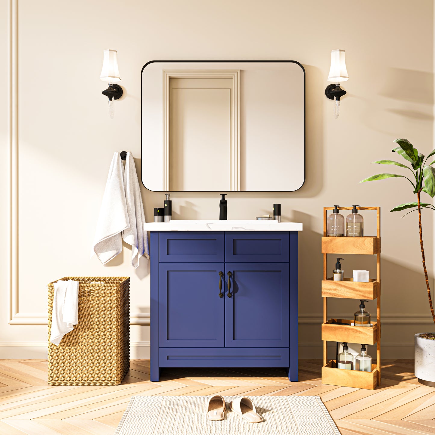 Waterpar® 40 in. W x 30 in. H Rectangular Aluminum Framed Wall Bathroom Vanity Mirror