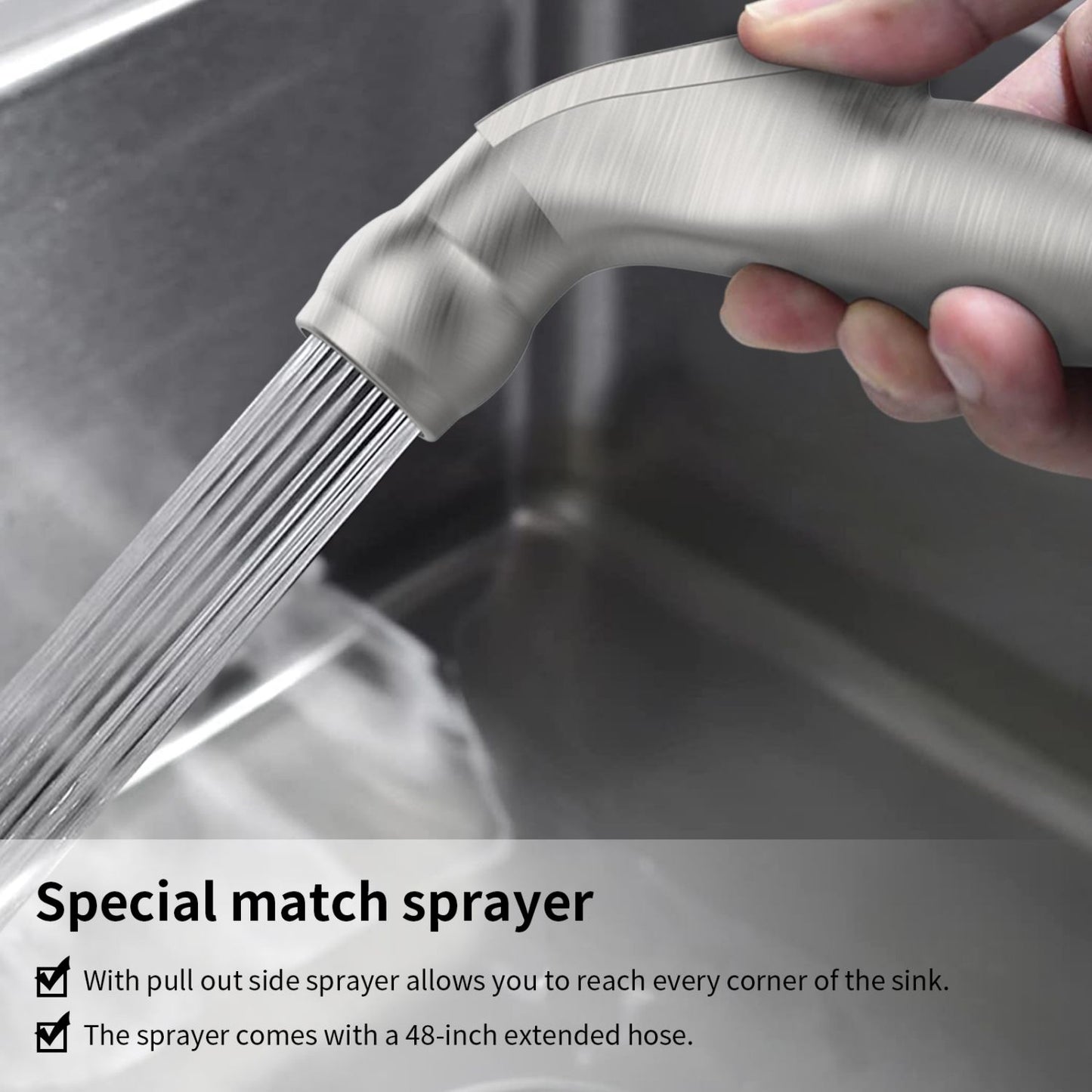 Waterpar® 2-Handle Kitchen Faucet with Pull Out Spray Wand in Brushed Nickel