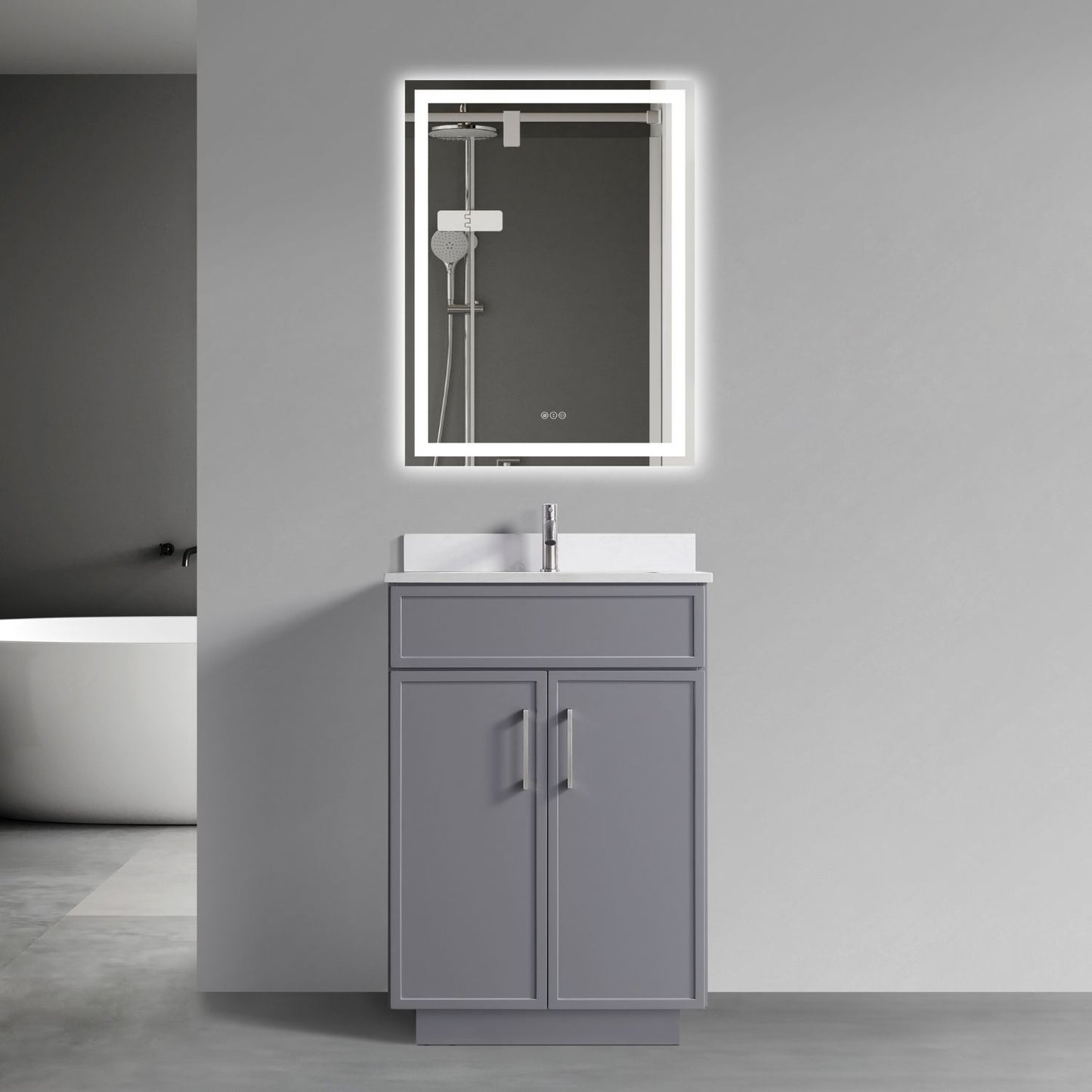 Waterpar® 24 in. L x 22 in. W x 35 in. H Minimalist Bathroom Cabinet with Single Ceramic Sink