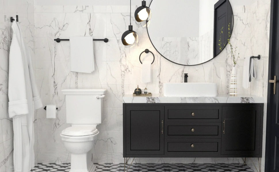 Waterpar®6-Piece Bath Hardware Set, Towel Bar, Toilet Paper Holder, Towel Hook in Matte Black