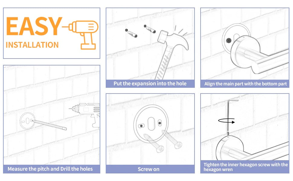 Waterpar®6-Piece Bath Hardware Set, Towel Bar, Toilet Paper Holder, Towel Hook in Matte Black