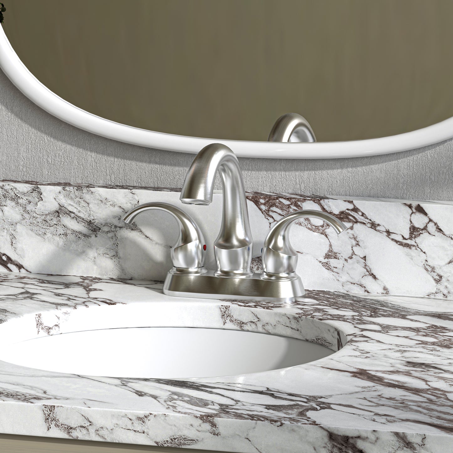 Waterpar® 4 in. Centerset 2-Handle Bathroom Faucet with Pop-Up Drain and Supply Hoses