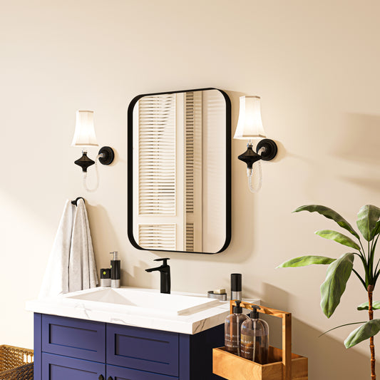 Waterpar® 20 in. W x 28 in. H Rectangular Aluminum Framed Wall Bathroom Vanity Mirror