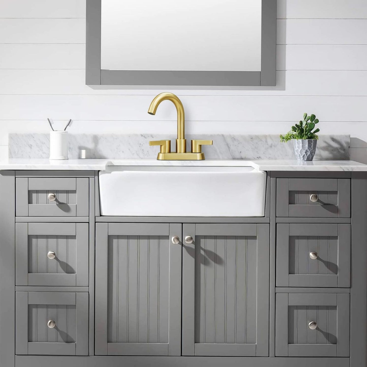 Waterpar® 4 in. Centerset Double Handle Bathroom Faucet with Supply Hose and Pop-up Drain