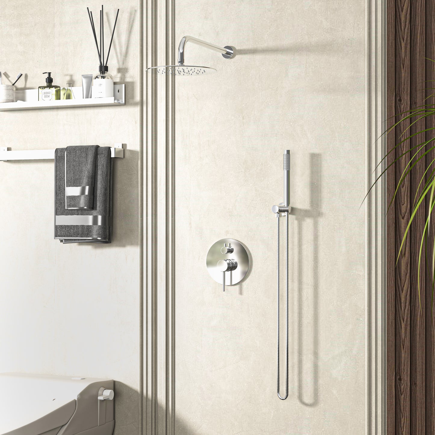 Waterpar®  1-spray Wall Mount Fixed and Handheld Shower Head