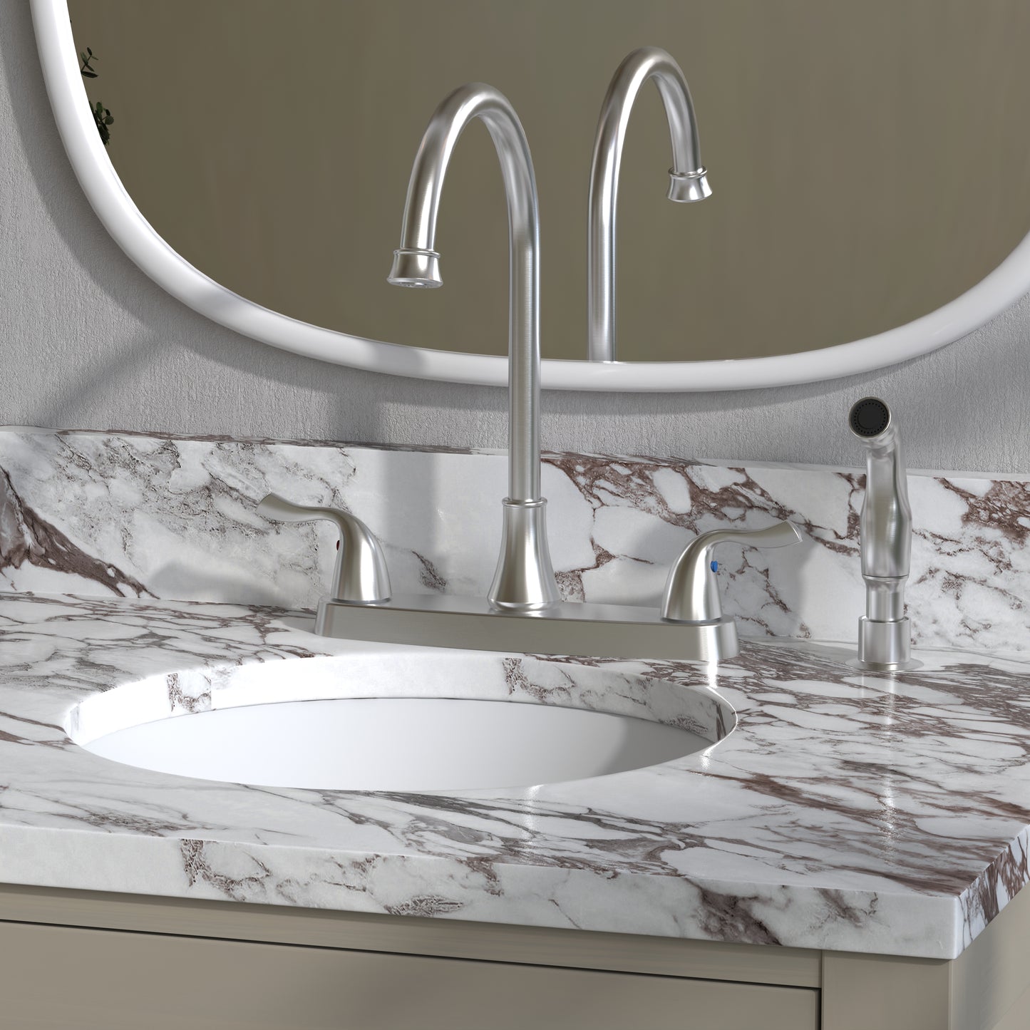 Waterpar® 2-Handle Kitchen Faucet with Pull Out Spray Wand in Brushed Nickel