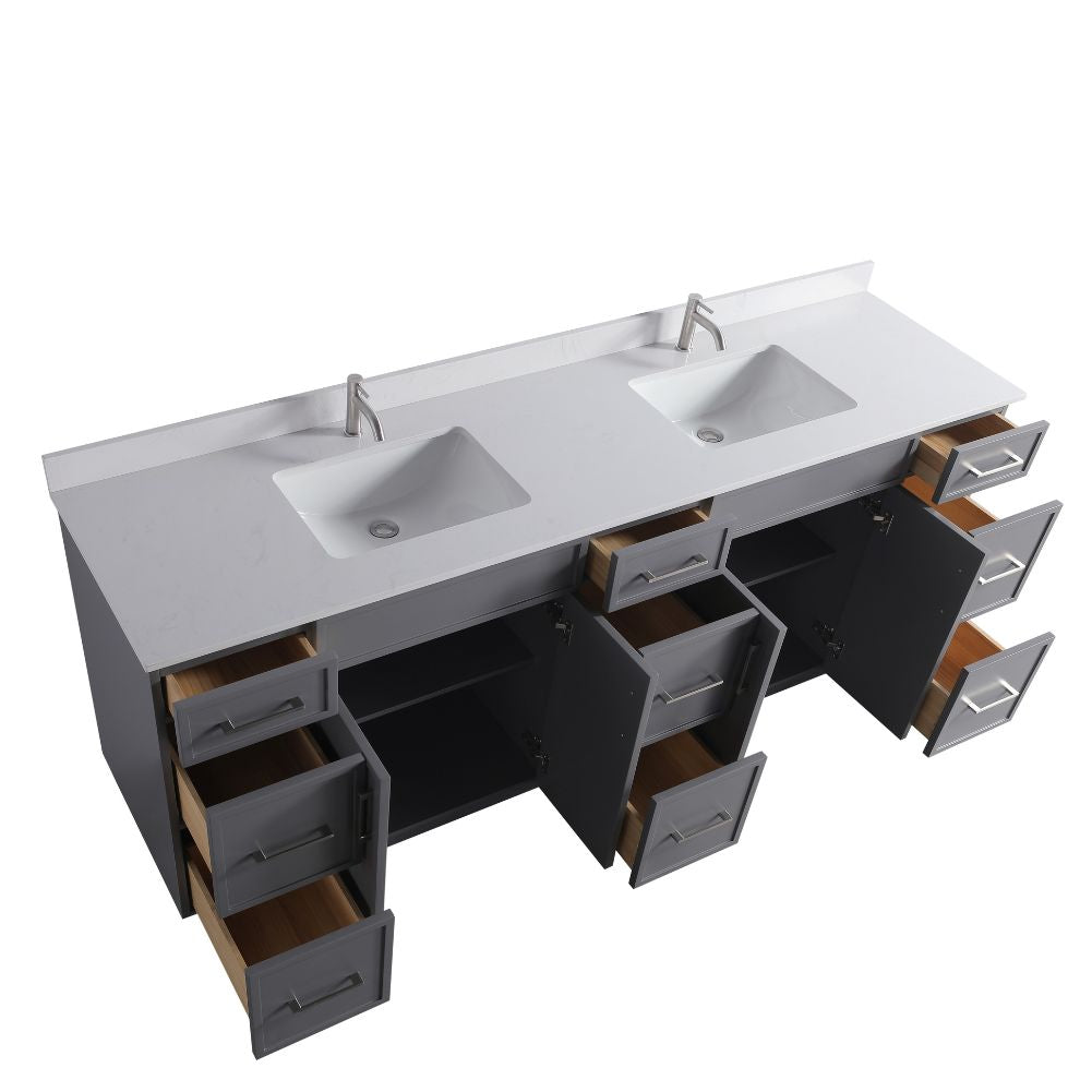 Waterpar® 84 in. L x 22 in. W x 35 in. H Minimalist Bathroom Cabinet with Dual Ceramic Sink