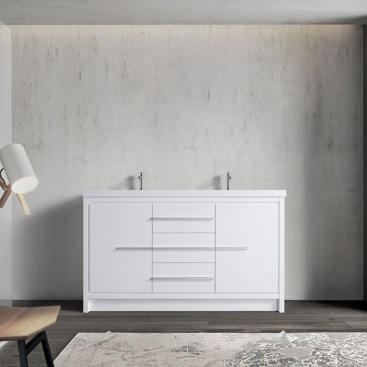 Waterpar® 59.25 in. L x 19.7 in. W x 35 in. H Bathroom Cabinet with Resin Sink