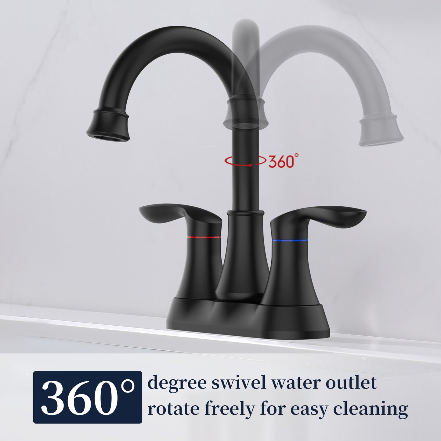 Waterpar®  4 in. Centerset Double Handle High Arc Bathroom Faucet