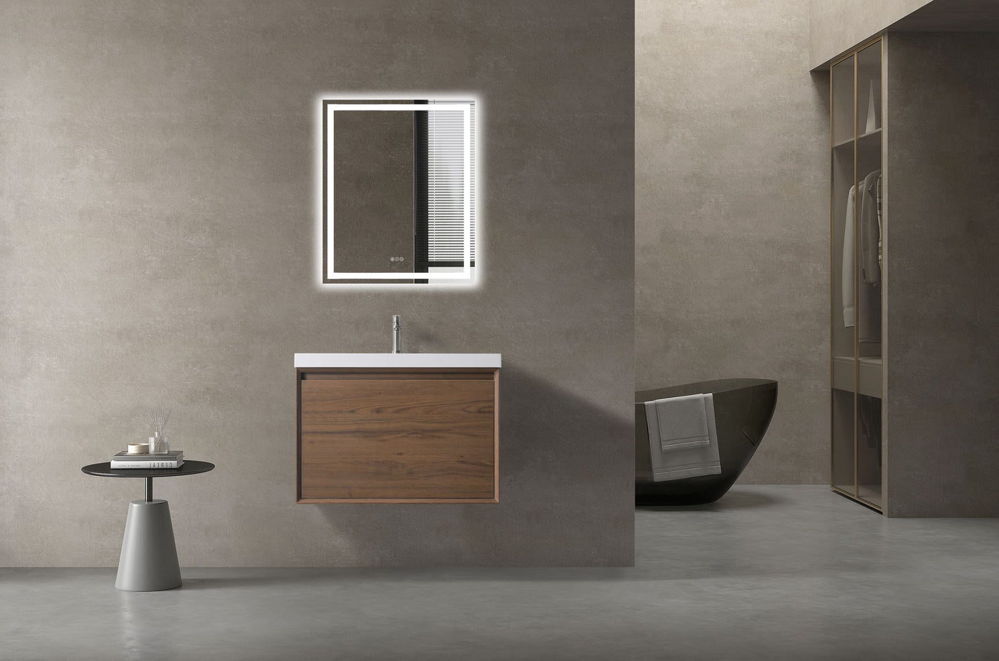 Waterpar® 29.65 in. L x 19.7 in. W x 21.65 in. H Natural Wood Bathroom Cabinet with White Resin Sink