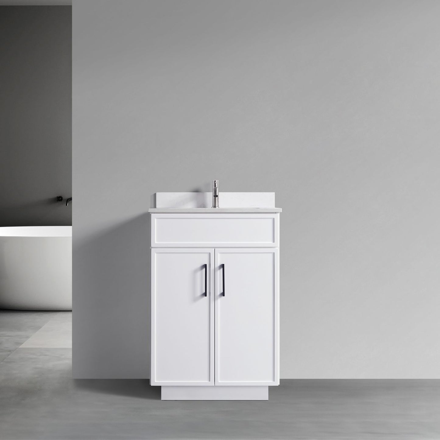 Waterpar® 24 in. L x 22 in. W x 35 in. H Minimalist Bathroom Cabinet with Single Ceramic Sink