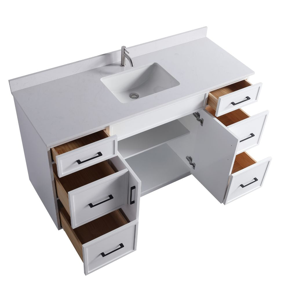 Waterpar® 60 in. L x 22 in. W x 35 in. H Minimalist Bathroom Cabinet with Single Ceramic Sink