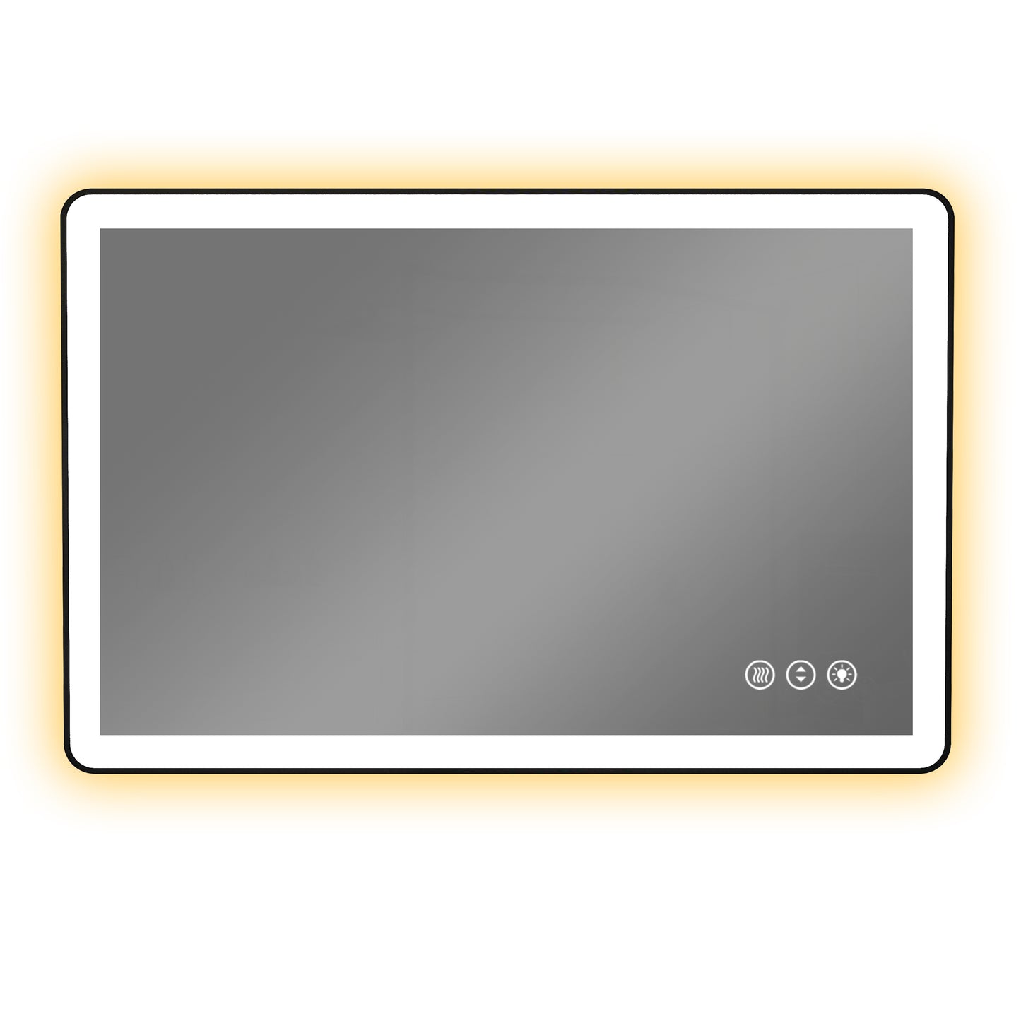 Waterpar® 48 in. W x 32 in. H Rectangular Framed Anti-Fog LED Wall Bathroom Vanity Mirror in Black with Backlit and Front Light