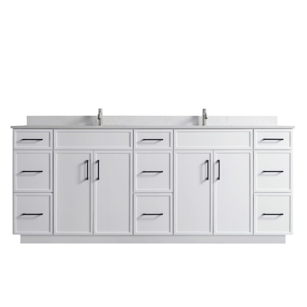 Waterpar® 84 in. L x 22 in. W x 35 in. H Minimalist Bathroom Cabinet with Dual Ceramic Sink