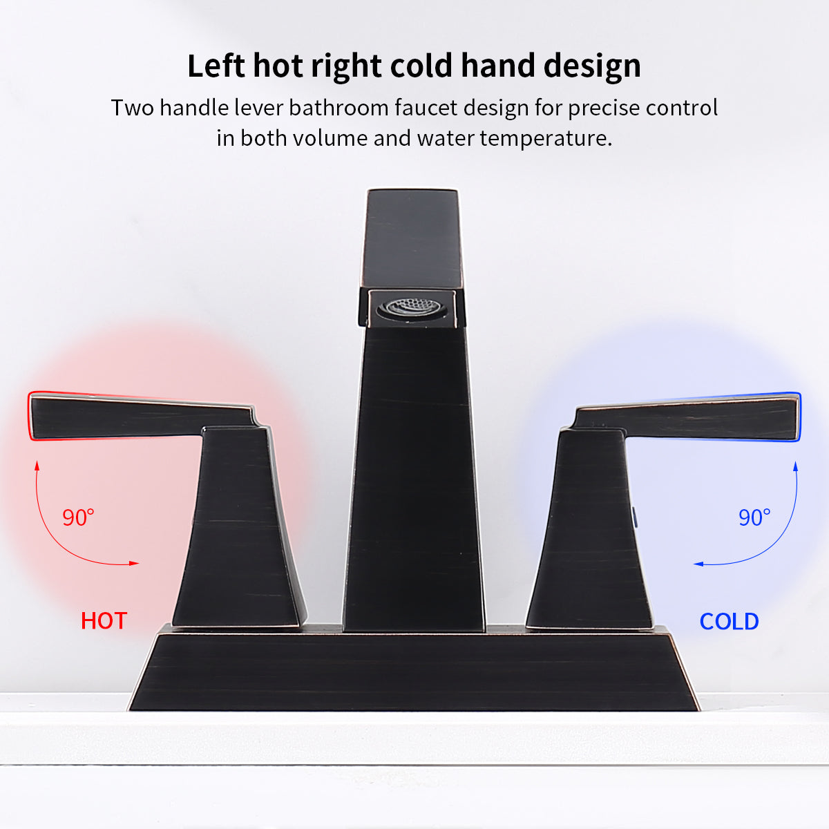 Waterpar®  4 in. Centerset Double Handle Bathroom Faucet with Pop-up Drain and Supply Hoses