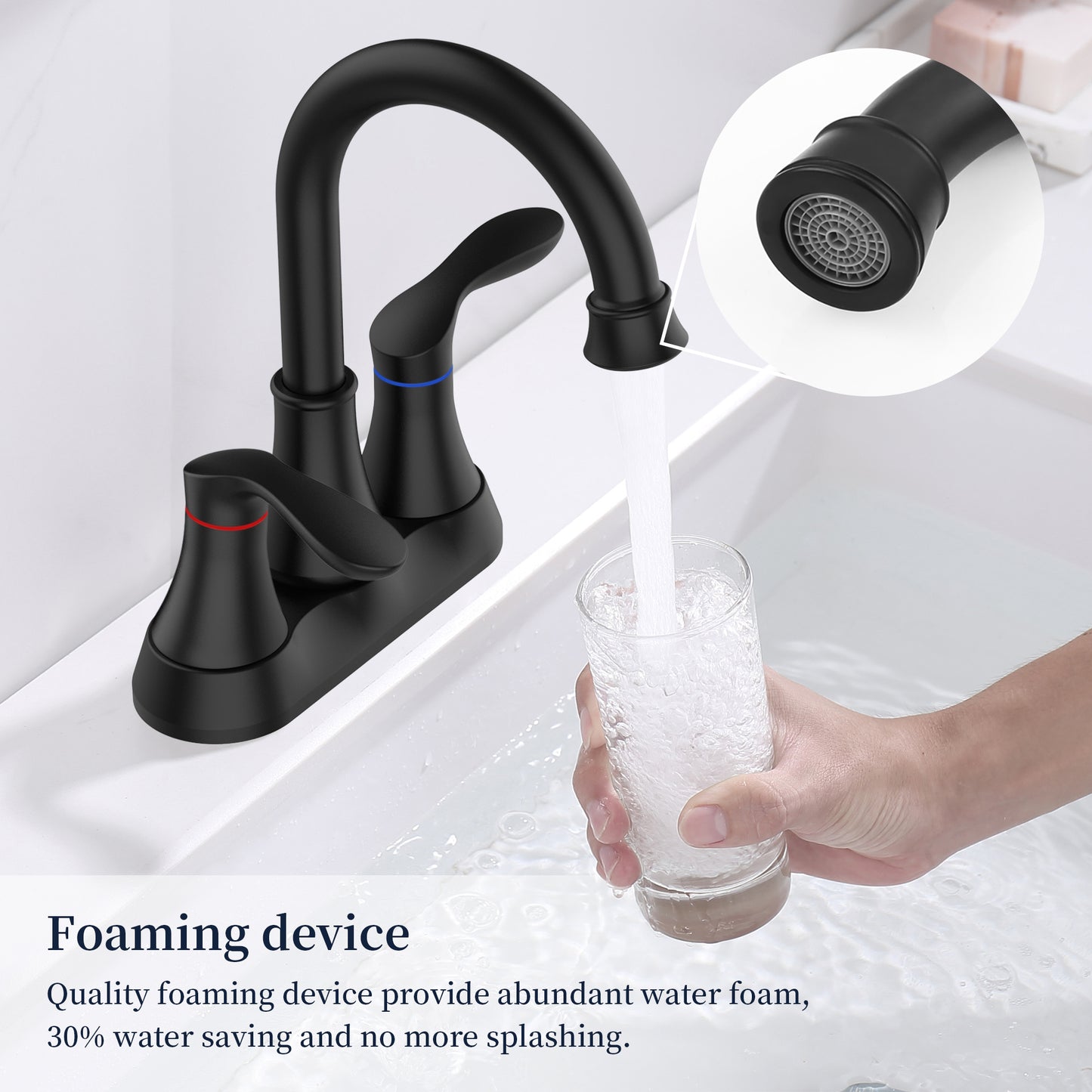 Waterpar®  4 in. Centerset Double Handle High Arc Bathroom Faucet