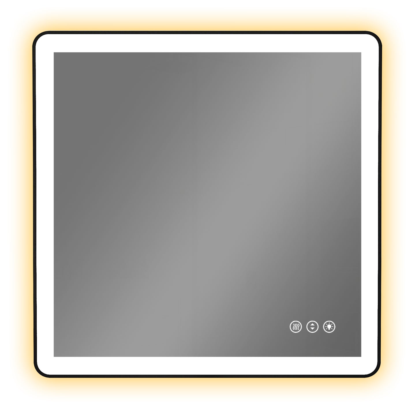 Waterpar® 36 in. W x 36 in. H Rectangular Framed Anti-Fog LED Wall Bathroom Vanity Mirror in Black with Backlit and Front Light