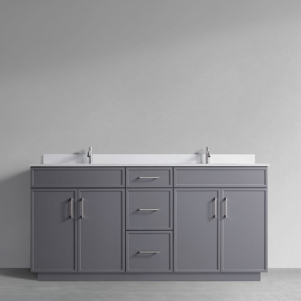 Waterpar® 72 in. L x 22 in. W x 35 in. H Minimalist Bathroom Cabinet with Dual Ceramic Sink