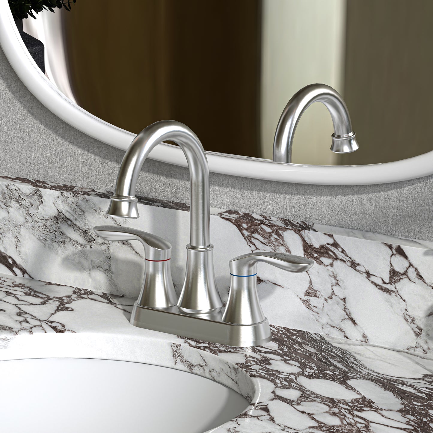 Waterpar®  4 in. Centerset Double Handle High Arc Bathroom Faucet