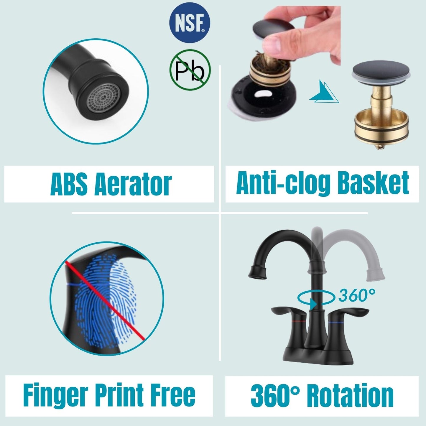 Waterpar®  4 in. Centerset Double Handle High Arc Bathroom Faucet