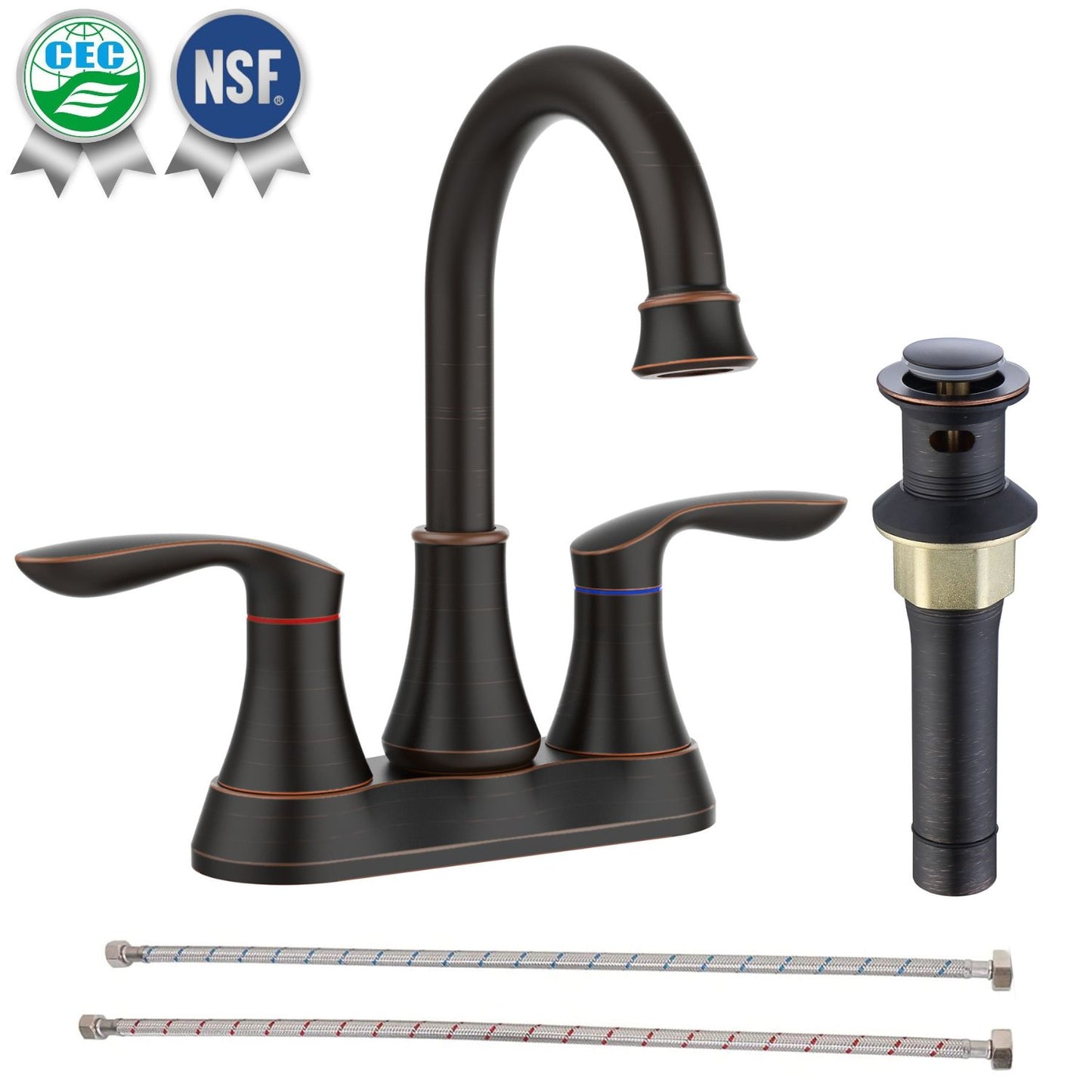 Waterpar®  4 in. Centerset Double Handle High Arc Bathroom Faucet