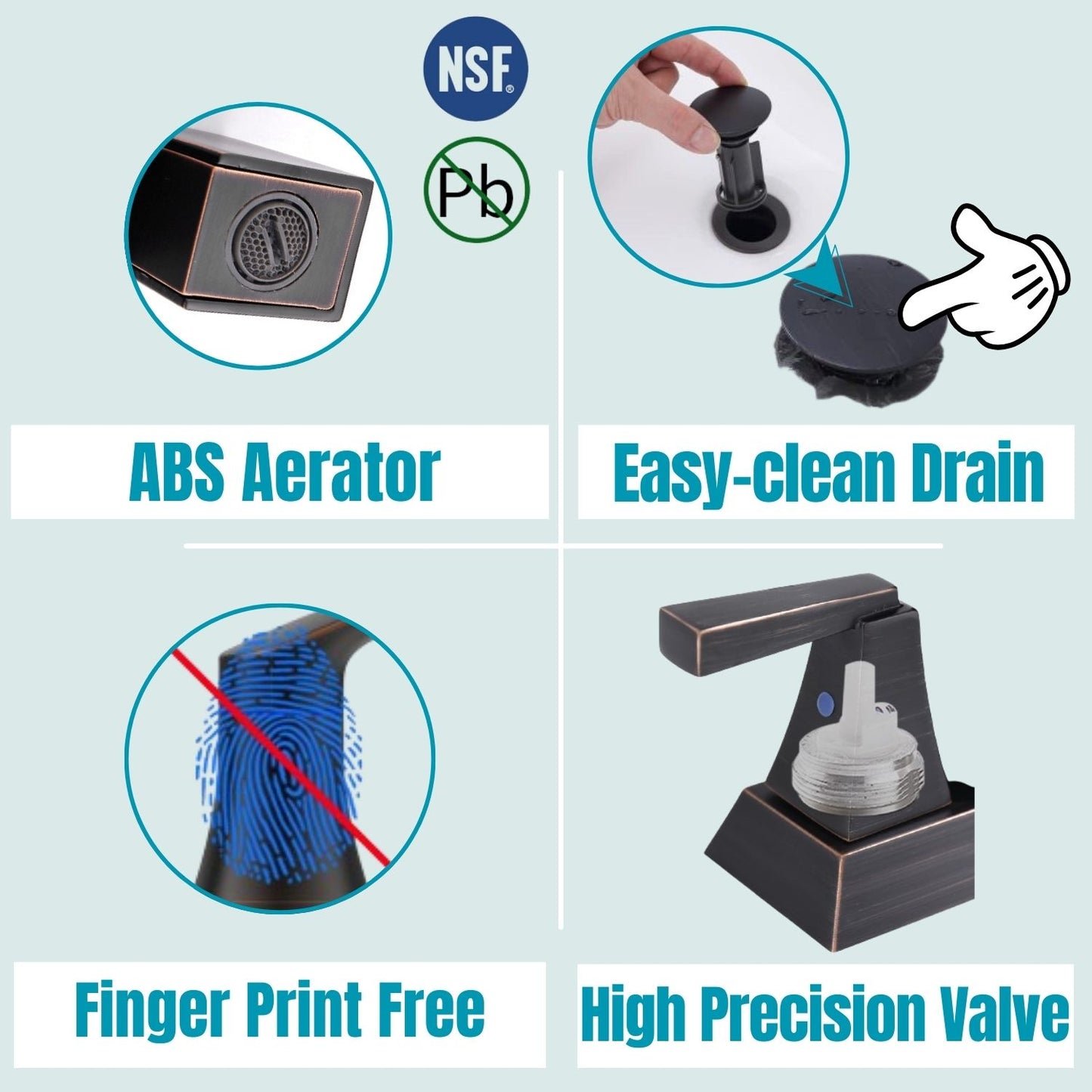 Waterpar®  4 in. Centerset Double Handle Bathroom Faucet with Pop-up Drain and Supply Hoses