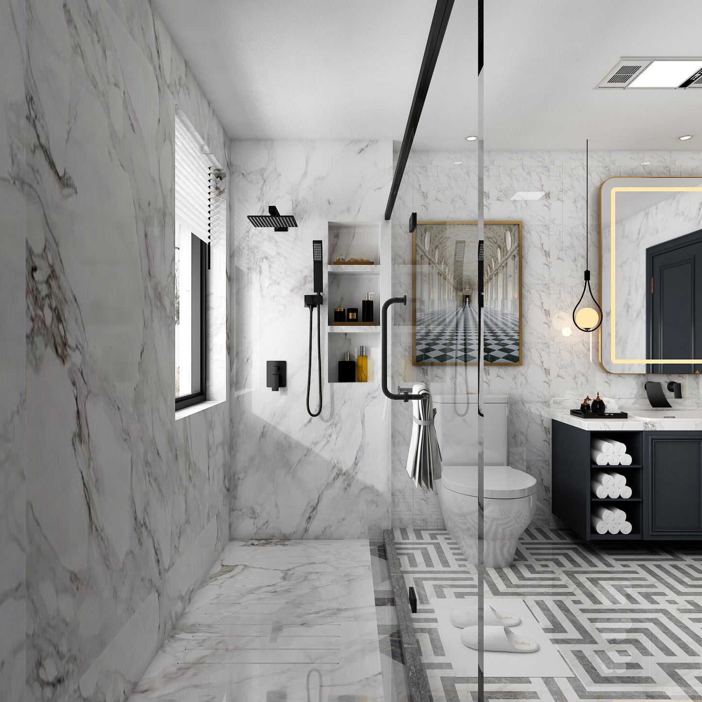 Waterpar®  1-spray Wall Mount Fixed and Handheld Shower Head