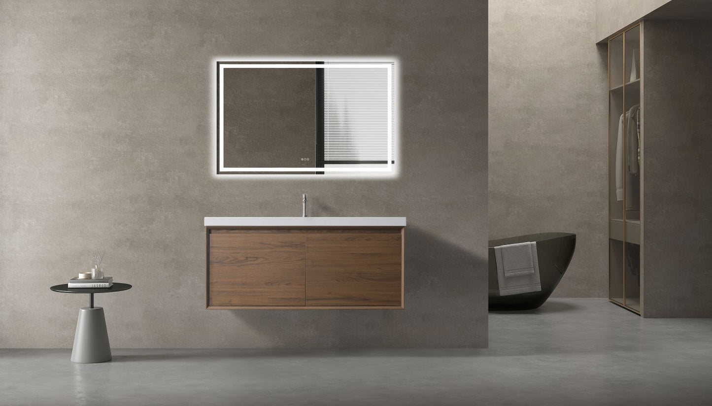 Waterpar® 47.32 in. L x 19.7 in. W x 21.65 in. H Natural Wood Bathroom Cabinet with White Resin Sink